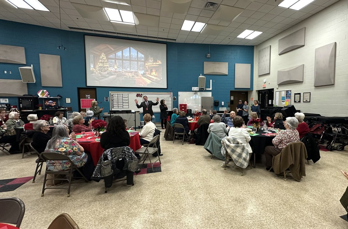 GBCSBobcats's tweet photo. GBCS hosted a concert and luncheon for our 55+ community members on Thursday, December 19th! GBHS Choir, Wind Ensemble, and Orchestra came together for a lovely 'Winter Wonderland' performance, followed by a delicious lunch prepared by GBCS Dining Services! #WeAreGB https://t.co/79jxqkbeOI