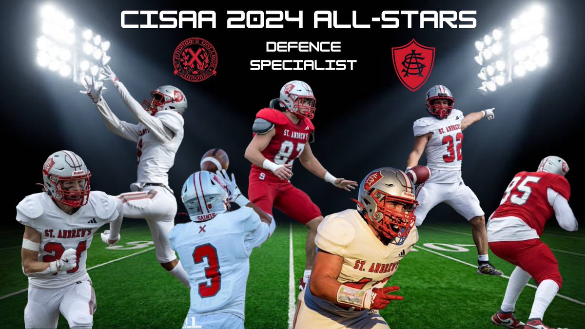 St. Andrew’s College High School Football Saints (@sacfootball1899) on Twitter photo CISAA LEAGUE ALL-STARS (DEFENCE/SPECIALIST)
<a href="/PayFlint11/">Payton Flint</a>
<a href="/Cash_Peterson9/">Cassius Peterson</a>
<a href="/spencehaslett/">Spencer Haslett</a>
<a href="/Ethanst_5443/">Ethan St. Pierre</a>
<a href="/kaydenaarts2410/">Kayden Aarts</a>
Zachary Michaud
Michael DeSouza CISAA LEAGUE ALL-STARS (DEFENCE/SPECIALIST)
<a href="/PayFlint11/">Payton Flint</a>
<a href="/Cash_Peterson9/">Cassius Peterson</a>
<a href="/spencehaslett/">Spencer Haslett</a>
<a href="/Ethanst_5443/">Ethan St. Pierre</a>
<a href="/kaydenaarts2410/">Kayden Aarts</a>
Zachary Michaud
Michael DeSouza