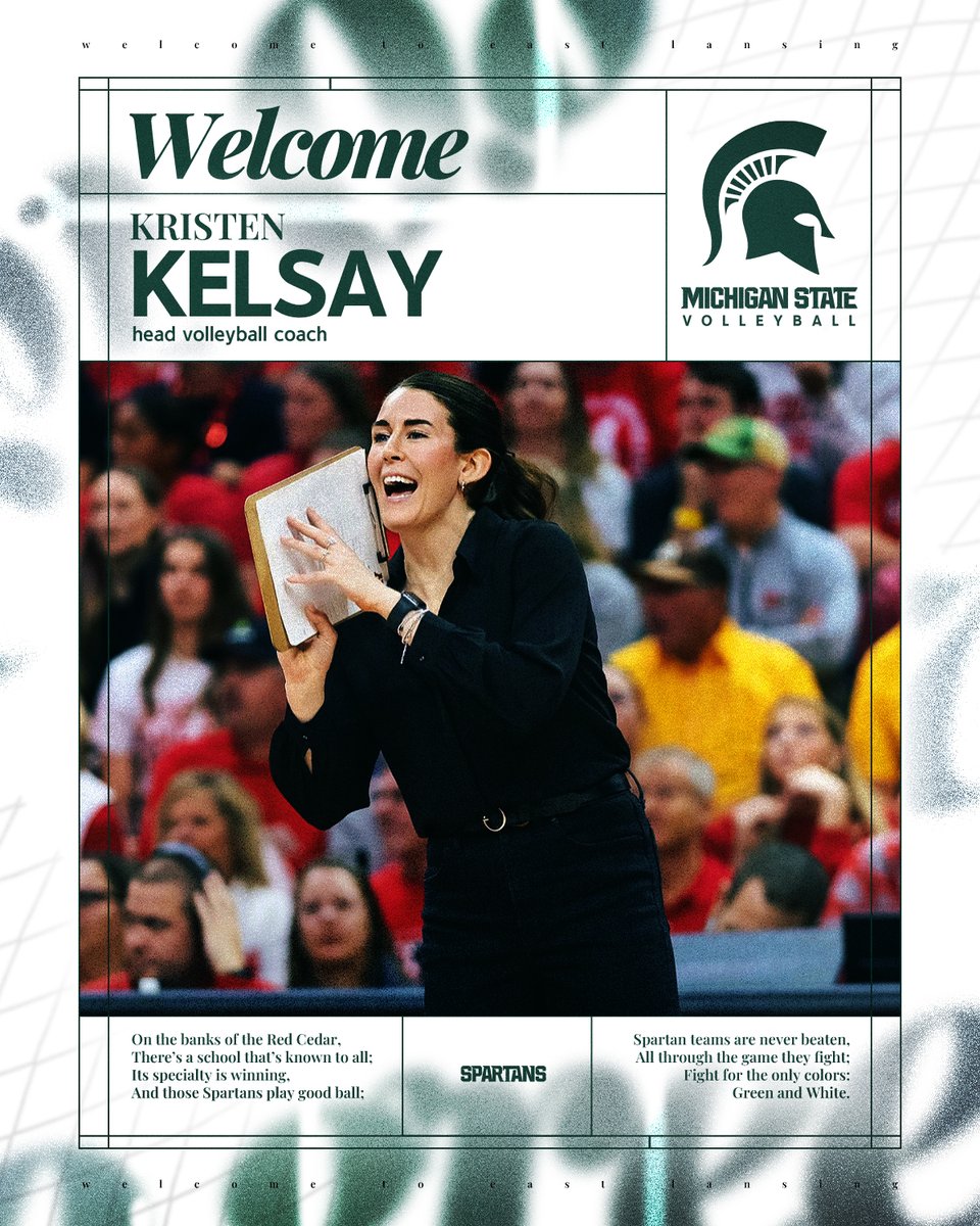 Michigan State Athletics (@msu_athletics) on Twitter photo Welcome Home, <a href="/kriskels12/">Kristen Kelsay</a>!
We are thrilled to announce that Kristen Kelsay is returning to East Lansing as the eighth head coach of <a href="/MSU_Volleyball/">Michigan State Volleyball</a>!
#GoGreen Welcome Home, <a href="/kriskels12/">Kristen Kelsay</a>!
We are thrilled to announce that Kristen Kelsay is returning to East Lansing as the eighth head coach of <a href="/MSU_Volleyball/">Michigan State Volleyball</a>!
#GoGreen