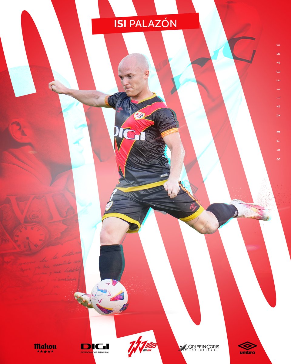 RayoVallecano's tweet photo. ⚡️ 𝔼𝕟𝕙𝕠𝕣𝕒𝕓𝕦𝕖𝕟𝕒 @Isinhho por alcanzar la cifra de 2⃣0⃣0⃣ partidos oficiales con el Rayo Vallecano 👏 https://t.co/3pH5DaxV0T
