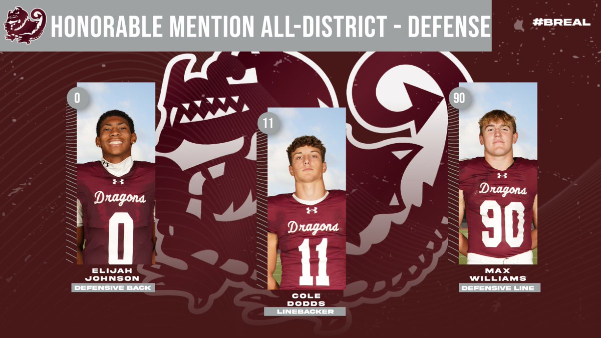 Congrats these Dragons for being District 25-6A Honorable Mention selections! #BREAL #BROTHERHOOD