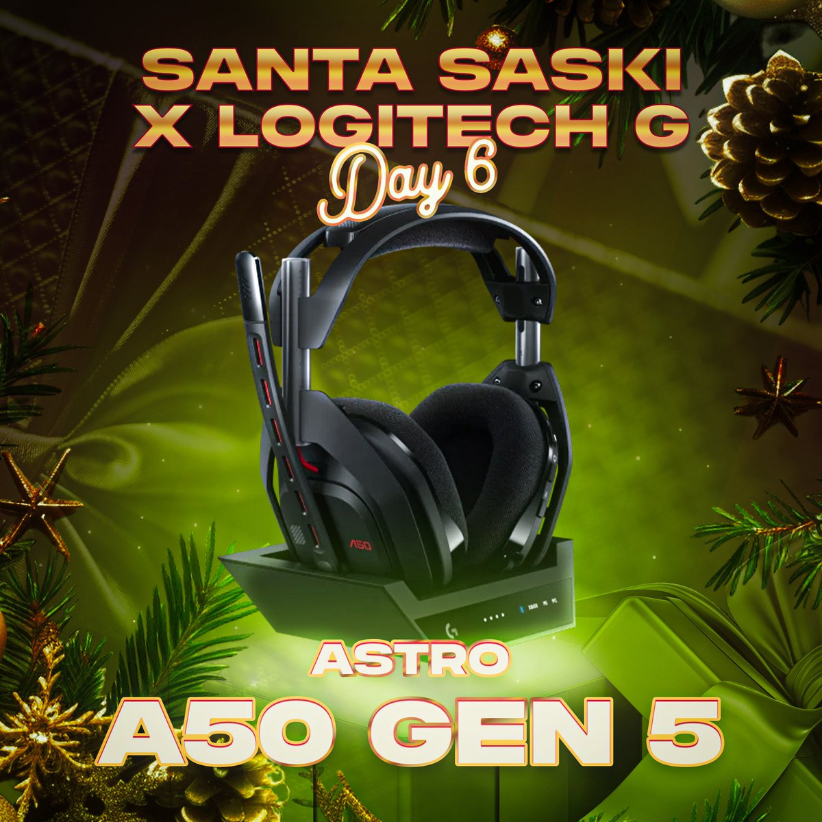 Saskkiii's tweet photo. Santa Saski x @LogitechG DAY 6 🎁

A50 GEN 5!🎄

- Must be following @LogitechG &amp; Me!
- Must retweet &amp; like 
- Must be in stream to win giveaway! All prizes will be drawn for on December. 22nd! 

GOODLUCK! ✨ #sponsored https://t.co/JWR71TifP3