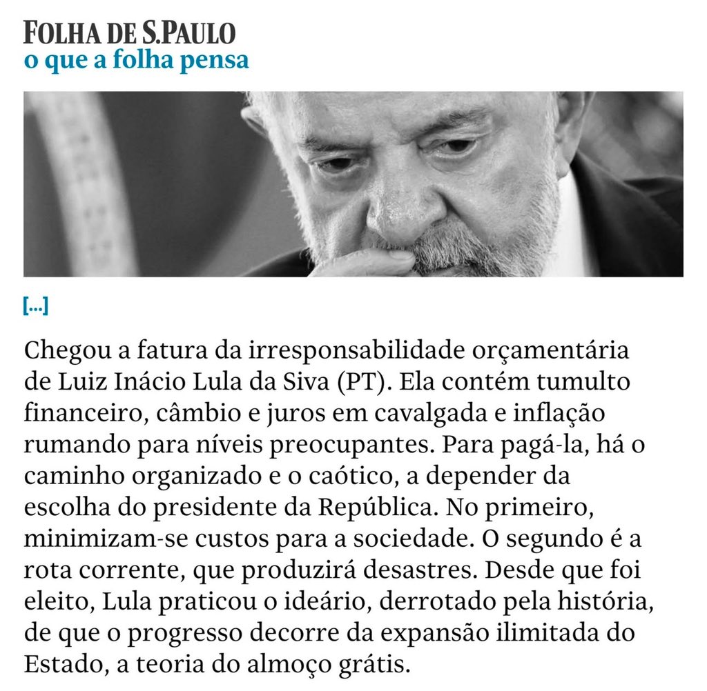 Quando o Bolsonaro furou o teto de gastos em mais 795 bilhões para tentar se reeleger, a Folha que defende ditadura ficou caladinha.