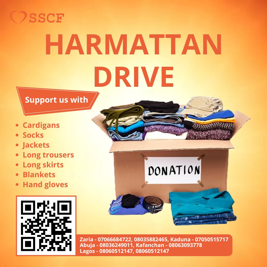 Help us spread warmth this harmattan! Donate clothes, blankets, or essentials to support vulnerable families.

#HarmattanDrive #CommunitySupport #SSCF