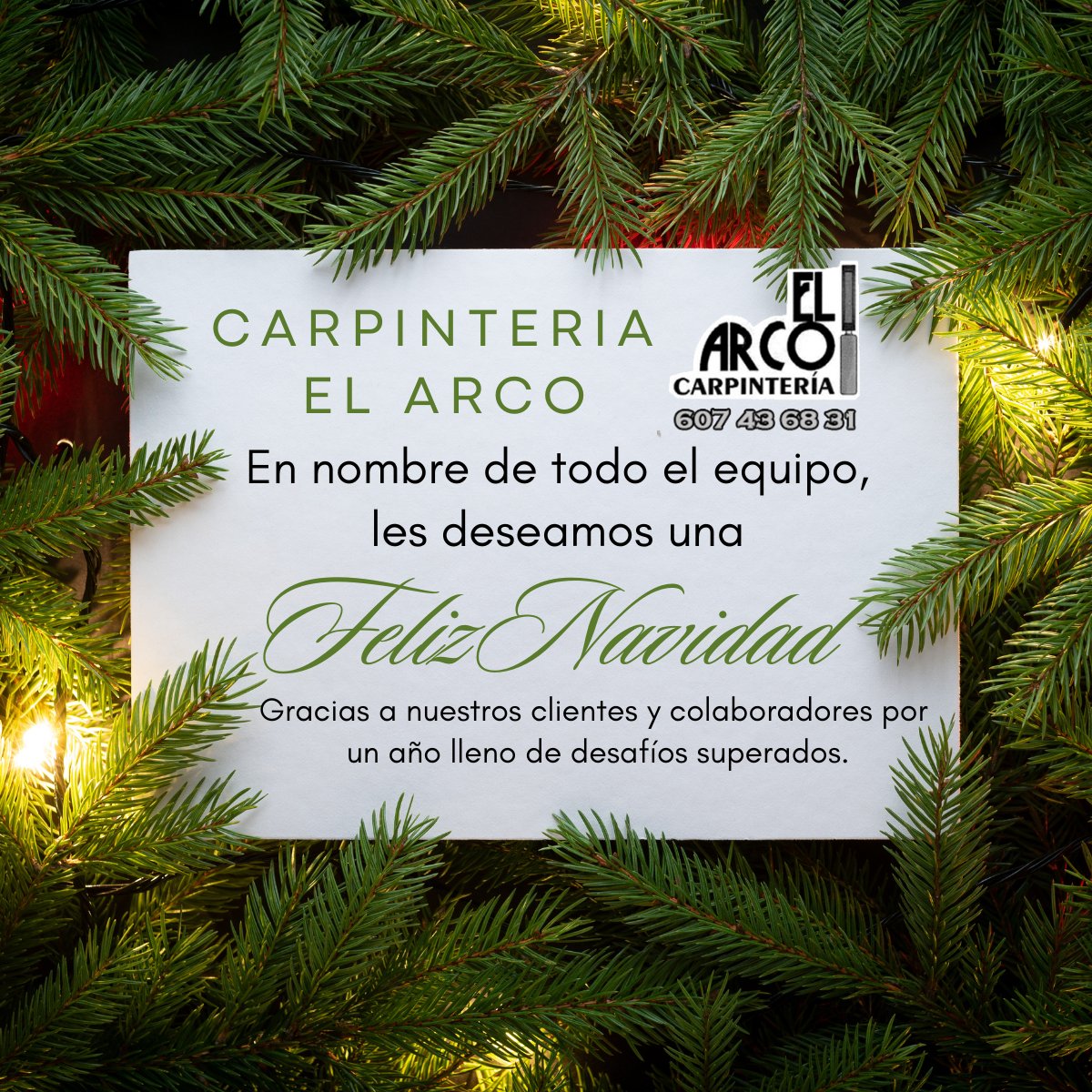 arcocarpinteria's tweet photo. 🌟 ¡Feliz Navidad y próspero Año Nuevo! 🌟
🎄✨ En Carpintería El Arco queremos agradecer a nuestros clientes y colaboradores por un año lleno de logros compartidos y retos superados. 
#FelizNavidad #CarpinteríaElArco #Utrera #EspírituNavideño #GraciasPorTodo #Navidad2024 https://t.co/txiatHPF7T