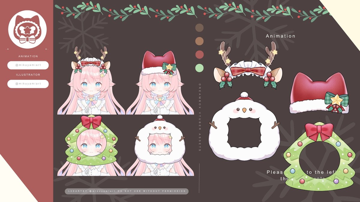mikuyamiart's tweet photo. 🎄Xmas Hat🎄
Christmas gifts are here🎁
#freeVTuberAssets
I’ve created Xmas hats in different styles. 
Likes & RT would be greatly appreciated 💌

─────── · · · ୨୧ · · · ───────     

✩ Content include ✩ 
✦ 4 x PNG 2500x2500

 Enjoy ( ´ ▽ ` )ﾉ    

─────── · · · ୨୧ · · · ───────     
ko-fi:  https://t.co/mTIZfMPSpD

join member to get 20+up vts items !          
#Vtubers #Vtuberasset #vtuber素材 #Vtuberフリー素材 #VTubeStudio