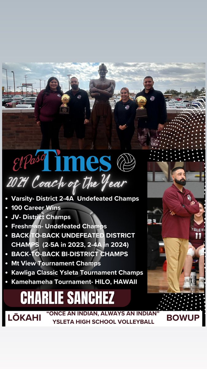 YhsVolleyball1's tweet photo. Program Award right here. This Award is a testament to our players, administration, community, YISD, our coaching staff, and anyone who supports Ysleta Volleyball. #Lōkahi. Congratulations to Coach Sanchez and his staff

@Fchavezeptimes @YISDAthletics1 @YsletaHS https://t.co/mfBBhGAR1V