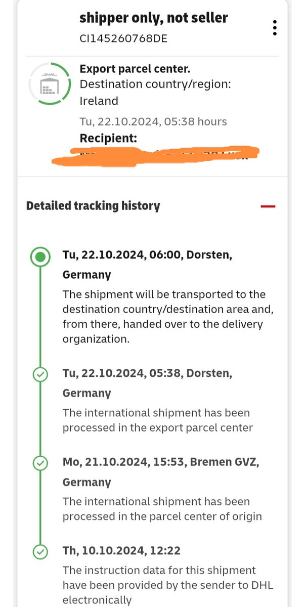 mrklenrd's tweet photo. @DHLPaket Ich habe den irischen Postdienst kontaktiert und sie sagten, mein Paket sei nicht angekommen. Ist es noch in Deutschland? Seit Oktober?

I contacted the Irish postal service and they said my parcel hasn't arrived. Is it still in Germany? Since October? https://t.co/UgB9K0iIVc