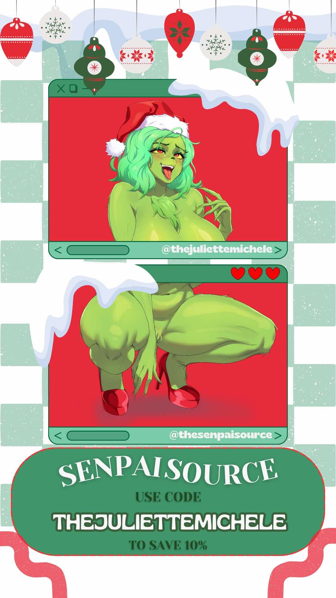 Yall check out these cool grinch stickers my friends over senpai source did of @bishoujomom based on the bodypaint we did! Link on comments! https://t.co/cVFbecCHrJ