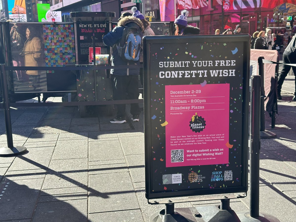 timessquareball's tweet photo. Hello 2025 🎉 Be a part of this year’s celebration by writing your wish for 2025 on a piece of official #NYE @PlanetFitness confetti to be released when the Ball drops at midnight on December 31 🪩 https://t.co/ASr13EpuEp 🌟 https://t.co/OnoLm1Dzct