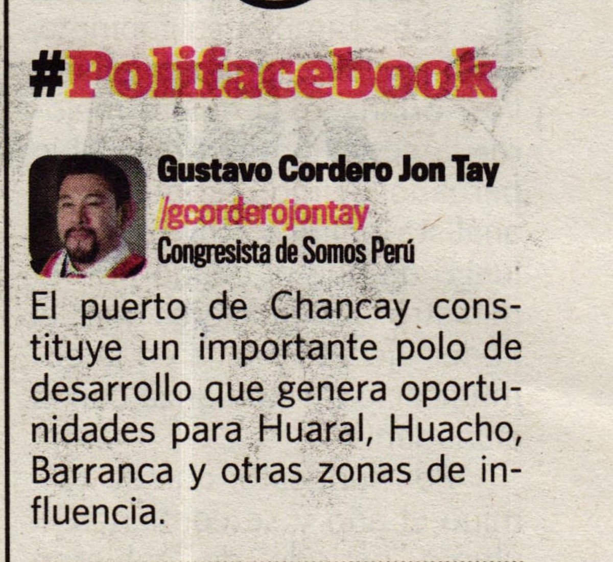 Agradezco a <a href="/ExpresoPeru/">Diario Expreso</a> , por la publicación parcial de mi comentario, en su leída sección "Polifacebook" de hoy domingo 22/12.  Va el comentario completo.

#chancay #congreso #Noticia