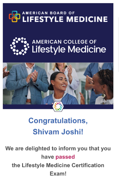 Shivam Joshi, MD (@sjoshimd) on Twitter photo I am really excited and proud to have passed my lifestyle medicine boards! Third (and hopefully final) board certification! <a href="/ACLifeMed/">American College of Lifestyle Medicine</a> I am really excited and proud to have passed my lifestyle medicine boards! Third (and hopefully final) board certification! <a href="/ACLifeMed/">American College of Lifestyle Medicine</a>