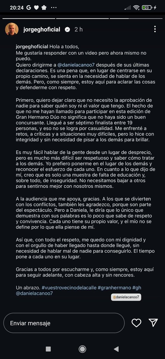 TvShowreality's tweet image. Un diez tu escrito d respuesta @JorgeGHoficial 
Ni un punto ni una coma te quito. 
Cada cual sabe quién es, luego ya está lo importante, quien quiere ser y a costa de que. 
Un abrazo muy fuerte, en mi top3, entren los tres primeros sin duda. 
#gh22D
#GHDBTFinal