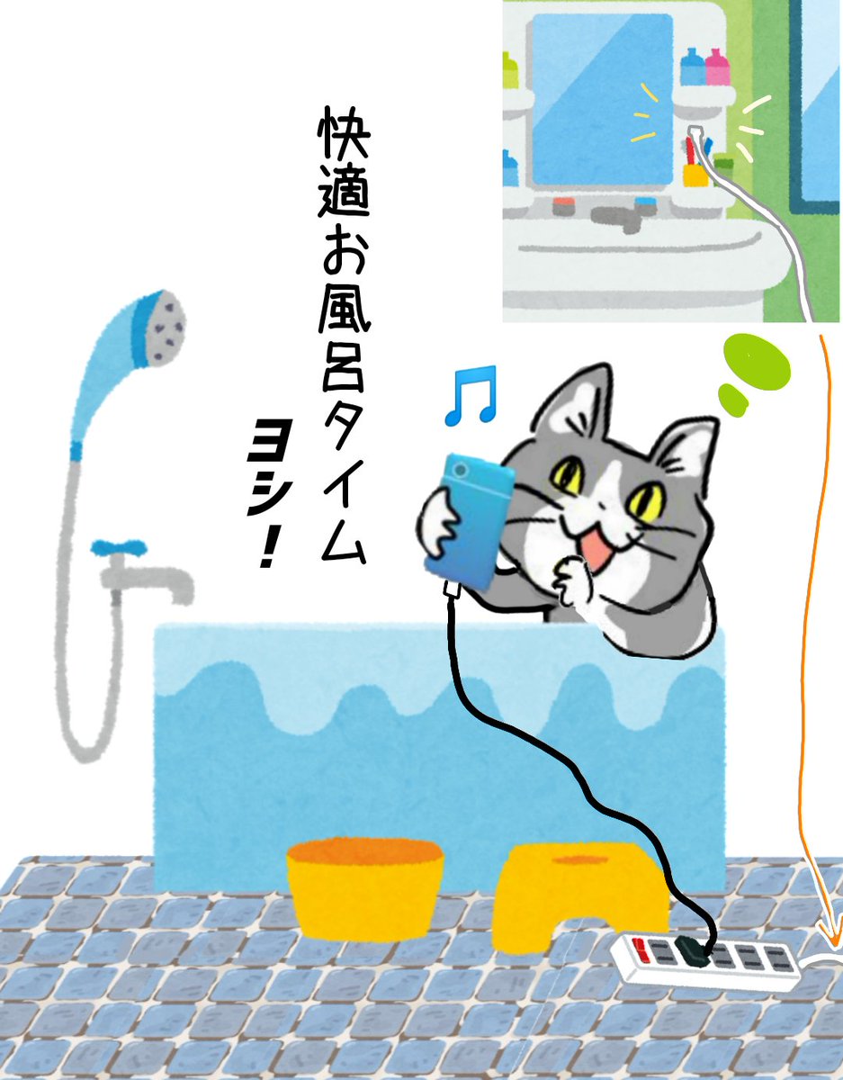 風呂中、それは楽しい。 #現場猫 