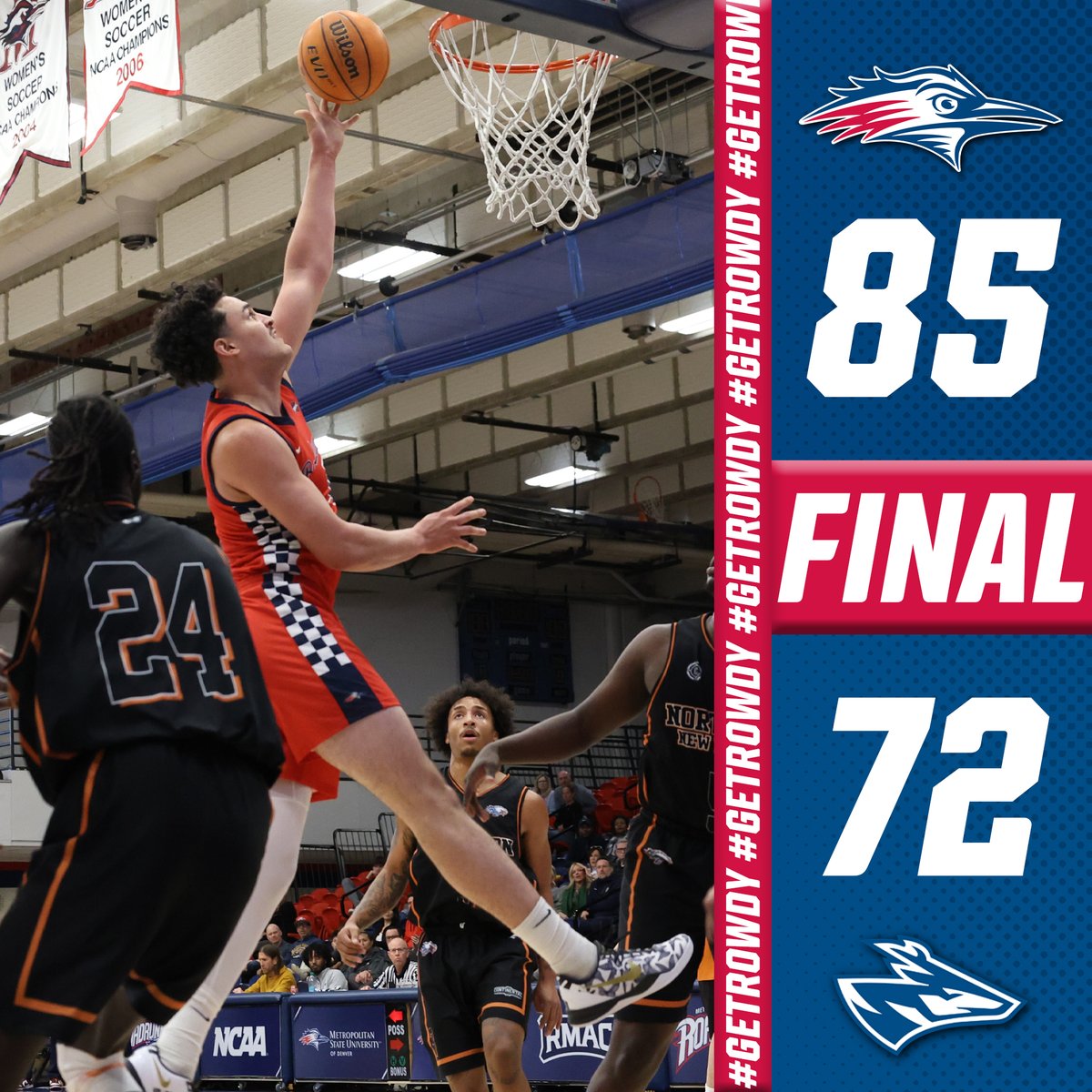 ⏱️FINAL | #MSUDenver 85, UNK 72

🏀 Brayden Carter: 22 pts (8-12 FG, 6-6 FT, 6 rebs, 1 ast
🏀 Caleb McGill: 17 pts (7-11 FG), 9 rebs, 3 ast, 1 blk
🏀 Quave Propst-Allison: 13 pts (3-5 3FG), 2 rebs, 2 ast, 2 stl
🏀 Sufyan Elkannan: 11 pts (3-5 3FG), 1 reb, 2 stl

#GetRowdy🔴🔵