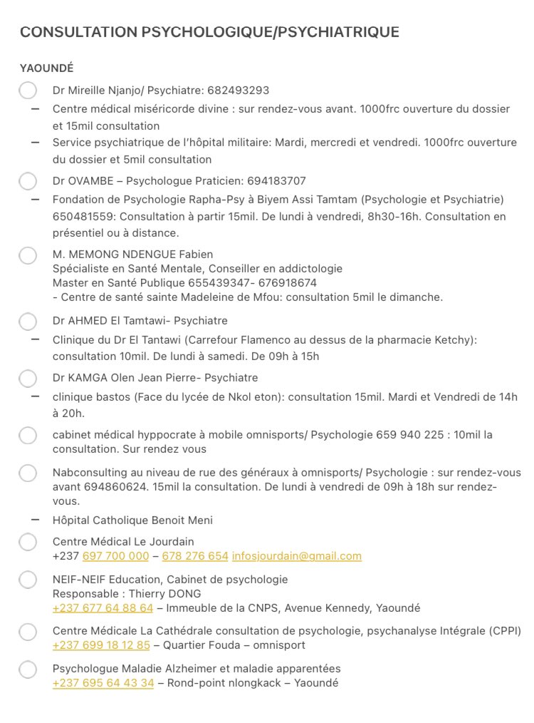 FatiaMBIDA1's tweet photo. Hello, c’était moi et j’ai update la liste des Psy et j’ai décidé de l’étendre sur plusieurs villes. Je n’ai pas encore fini car je cherche également les renseignements sur ceux qui travaillent dans le public où c’est moins cher mais cette ébauche de liste peut déjà aider. https://t.co/z6eKgsI2XE