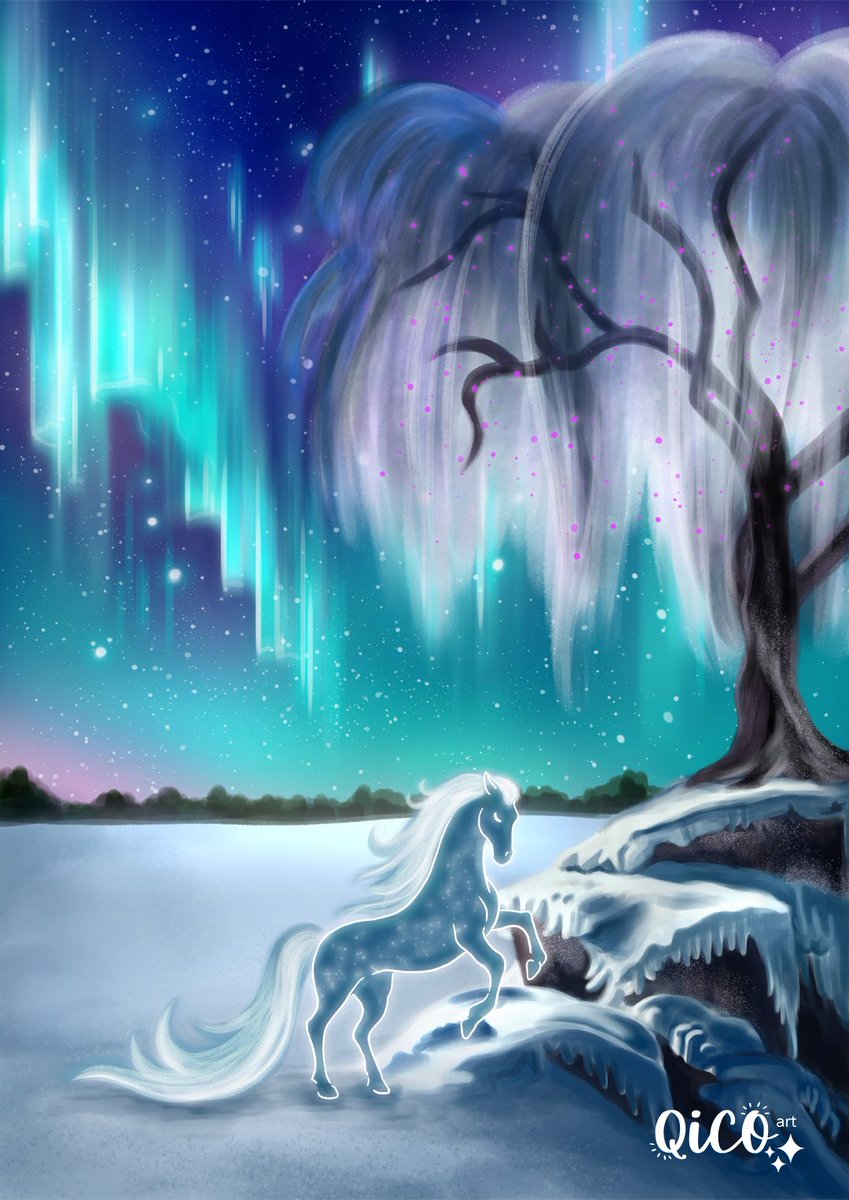QICO_designs's tweet photo. The guardian of winter ❄️✨️

Tha last digital art for this year and of course it had to be a horse.

.

.

.

#newyear #january #2025 #guardian #happynewyear #happy #goals #new #newyearnewme #celebration #winter #nature #life #chapter #newchapter #magic #unknown #travel https://t.co/V5nM78eKiu
