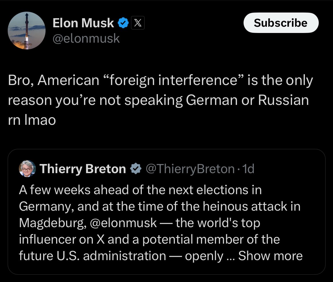 Geiger_Capital's tweet photo. My god… I missed this earlier.

Absolute burial by @ElonMusk

We are so back. 🇺🇸 https://t.co/YbPY7KniwL