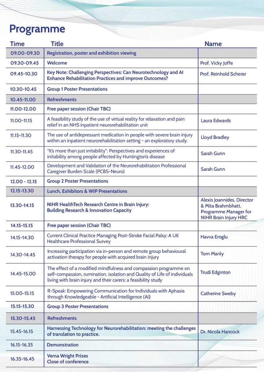 Register today for the SRR 2025 Winter Conference - Rehabilitation Technology for Societal Participation

15.01.2025

register.oxfordabstracts.com/event/74028?pr…

View the programme below &amp; discover the latest in technology focused rehabilitation research with excellent networking opportunities!