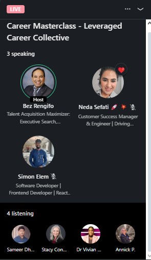 neda_sefati's tweet photo. @Bez_Rengifo has another LinkedIn Audio event happening LIVE to help  you with your job search until 3 pm PST / 6 pm EST

Bez has 30 years of experience as a headhunter and recruiter!

Link in comments: https://t.co/6uJnRzUGMb
