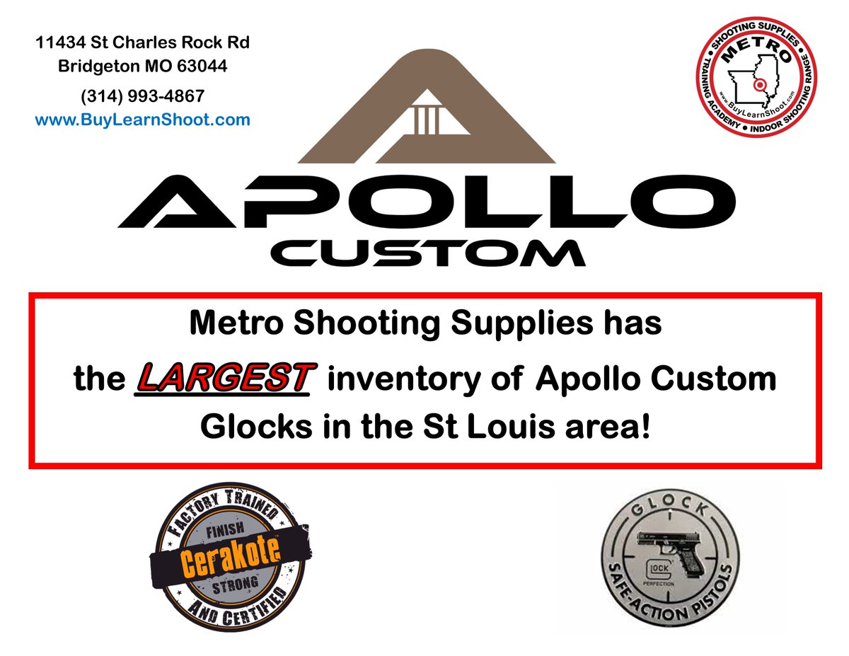 Bellevilleshoot's tweet image. We have a large inventory of beautiful Apollo Custom Glocks! You can get a Gift Certificate for that special person to apply to the purchase of any firearm. New guns also have a FREE 1 yr range membership!
BuyLearnShoot.com
#glocks #apollocustom #giftcertificate #2a