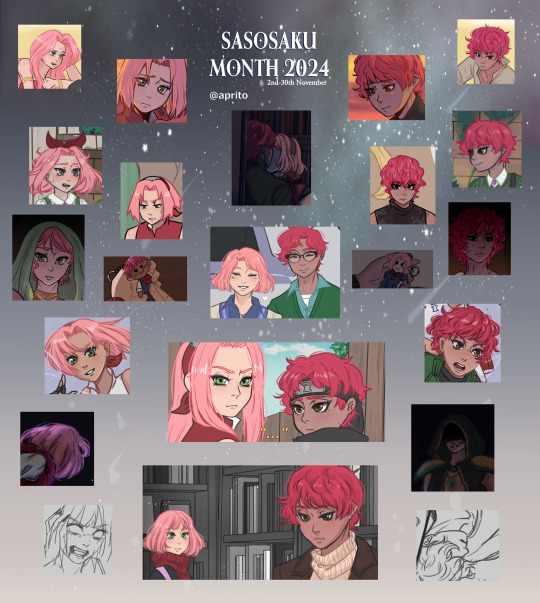 _aprito's tweet photo. didnt post every entry on here but here were my #sasosaku month 2024 entries #basedsameageau https://t.co/fImDpjpjkF