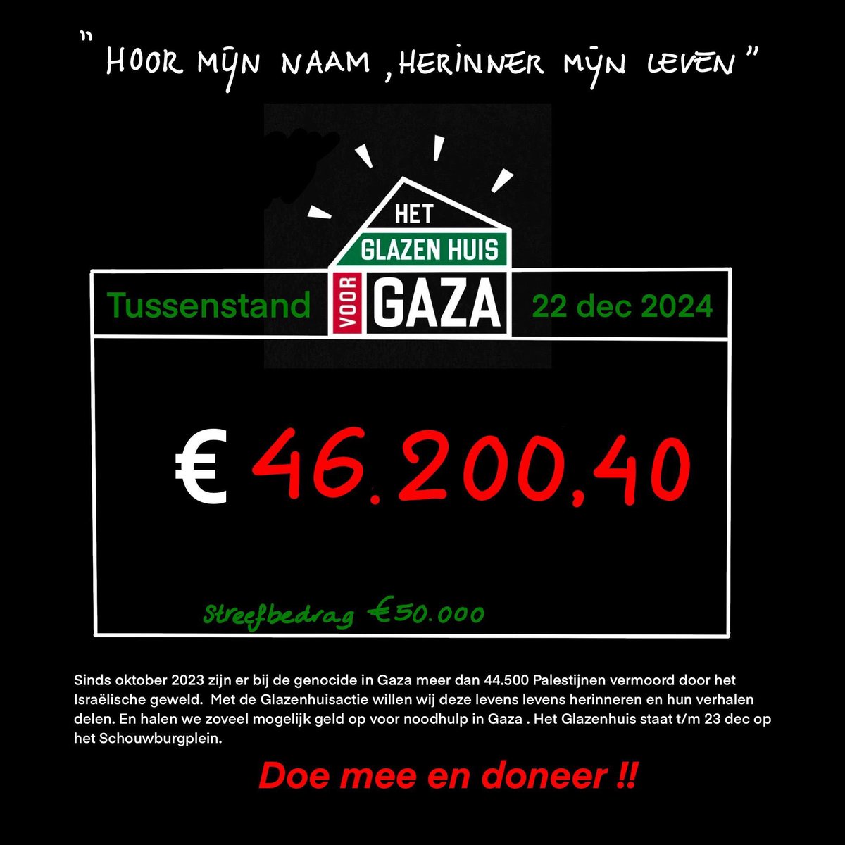 Doneer aan het glazen huis voor Gaza!

Laat uw medemenselijkheid spreken!

Doneren kan via;

rotterdampalestinacoalitie.nl/doneer-voor-no…