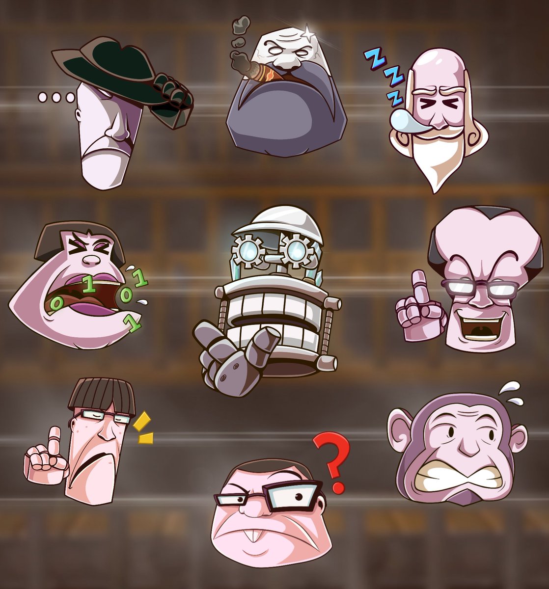 Here are some Techbot emojis (feat. Factory Foreman) that I drew for the <a href="/opdessertstorm/">Operation Dessert Storm</a> Discord server! Had a lot of fun making these. #Toontown