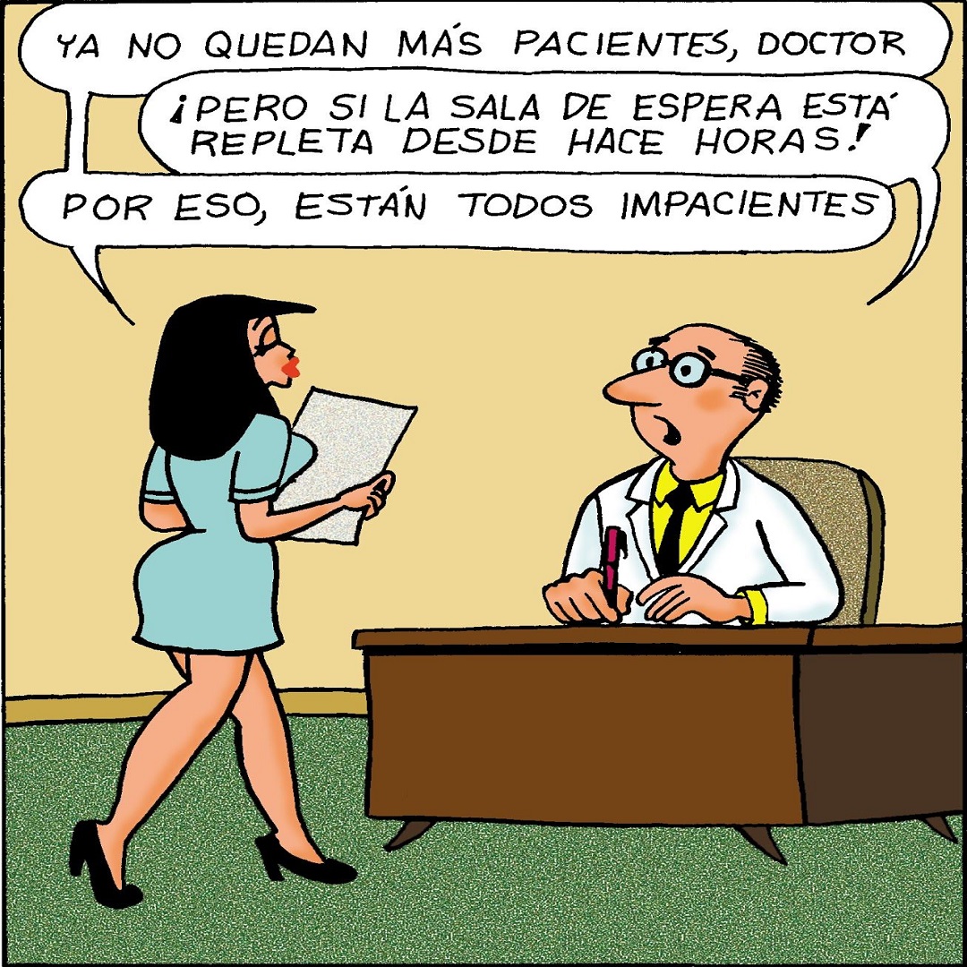 PartesDeRisa's tweet photo. Gracioso juego de palabras escenificado en esta consulta médica. ¡Parece que los pacientes se están amontonando!

#humor #risas #memes #memesespañol #humorgrafico #humorgráfico #humorgraficoespañol https://t.co/bpsYXDzYaA