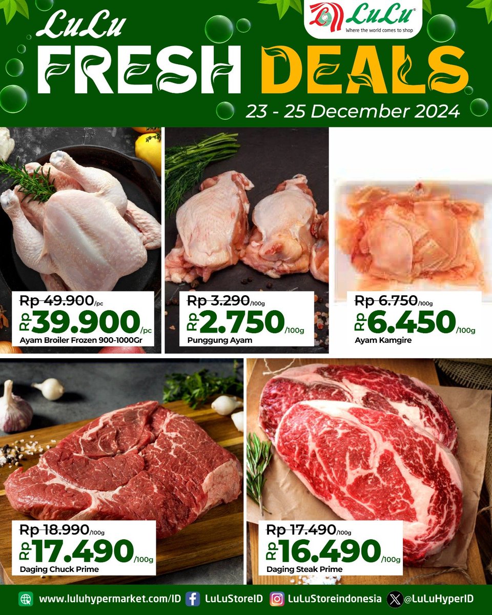 LuLuHyperID's tweet photo. 💥 FRESH DEALS 💥

"Jangan lewatkan Promo spesial hanya di Lulu Hypermarket! Produk segar dengan harga terbaik untuk Anda dan keluarga. Belanja lebih hemat, dengan produk-produk segar pilihan..!!
#freshdeals
#luluhypermarket #LuluStoreIndonesia https://t.co/QMQRiVsksJ