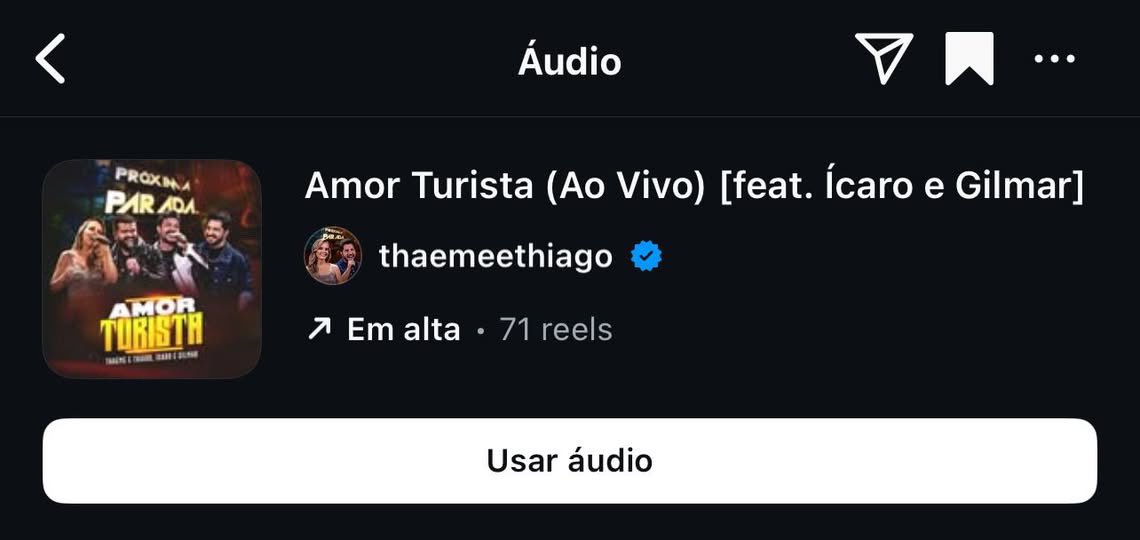 3 dias de lançamento e já estamos com a nossa música em alta! Bora fazer mais vídeos utilizando o áudio pra subirmos pessoal! 😍😍😍