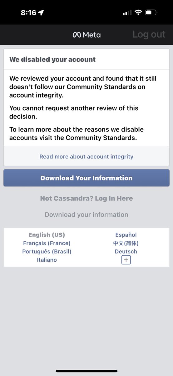 CassieWill24's tweet photo. I have had enough of Facebook 🤣. Facebook will not delete my old account, which was hacked. I really do not want to start over after my new Facebook account was completely gone! #fedup #byefacebook https://t.co/P5JgfYUcmr