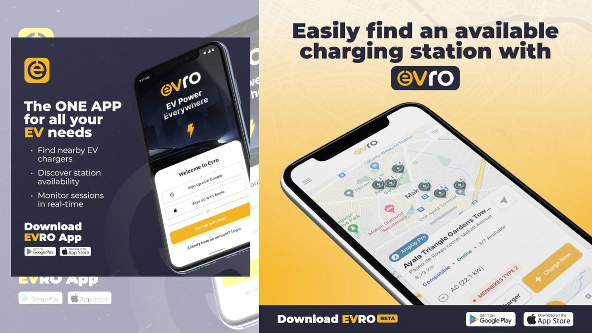 WheelsLifestyle's tweet image. Charging your electric vehicle (EV) just got easier in the Philippines! Evro PH , a mobile app that allows you to find nearby charging stations, monitor charging status, and pay cashlessly, has been acquired by ACMobility. 
#ACMobility #EVROPhilippines #GlobePH #TrafficNetworkPH