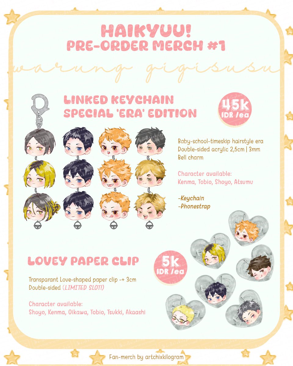 artchixkilogram's tweet photo. [RTs are appreciated]

HAIKYUU!! PO MERCH #1 by #warunggigisusu

📌 Mail order via Shopee Only
📌 Periode PO 23 Des 24 - 4 Jan 25
📌 INA Only

 🛒 https://t.co/IZXsyVKFbb https://t.co/mS57uKZrzx