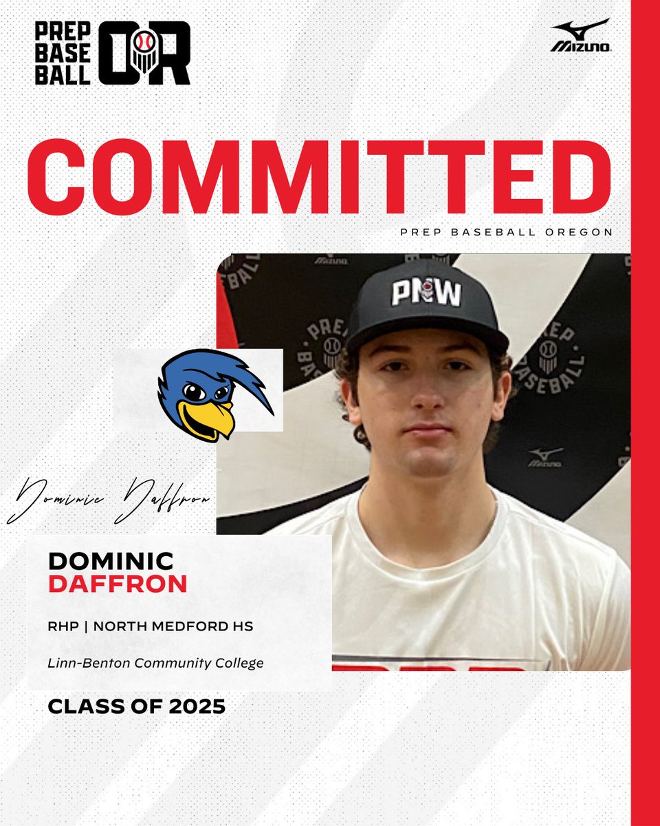 🚨 𝐂𝐎𝐌𝐌𝐈𝐓𝐌𝐄𝐍𝐓 𝐔𝐏𝐃𝐀𝐓𝐄 🚨

'25 RHP Dominic Daffron (North Medford) has committed to Linn-Benton Community College #LBAthletics

Made a recent commitment? Let us know on your profile. Graphics are created once commitments are verified.