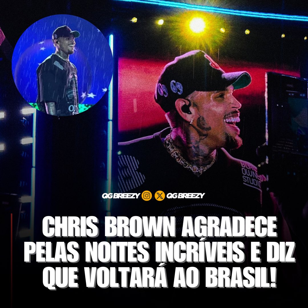 QGBreezy's tweet photo. 🚨 — “I WILL BE BACK”! SIM, ele voltará. Chris Brown encerrou sua incrível passagem no Brasil com shows ALUCINANTES e emocionantes. TEVE FESTA, CHORO, pedidos de casamentos e muita alegria! 

Já pode voltar ano que vem, @chrisbrownofficial https://t.co/DjwNtqay8D