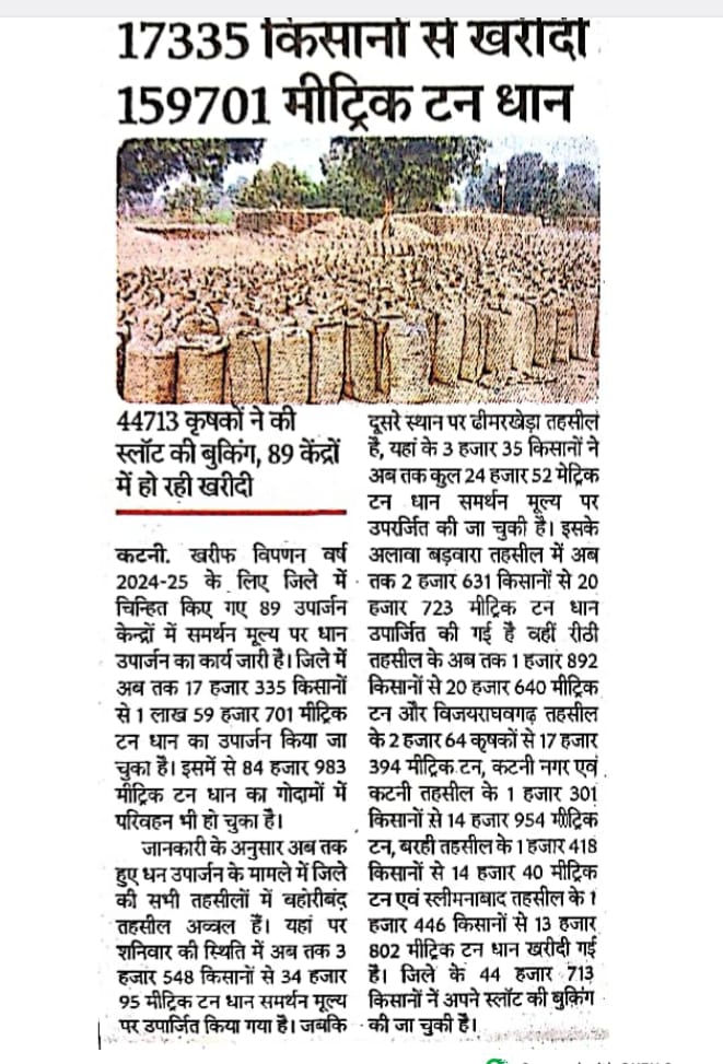 JansamparkK's tweet photo. जिले में अब तक 1 लाख 59 हजार 701 मीट्रिक टन धान उपार्जित।

@JansamparkMP
@CMMadhyaPradesh
@DrMohanYadav51 
@foodsuppliesmp
#katni #कटनी #FarmersProgress #धान_खरीदी #AgricultureGrowth #KisanSamruddhi
#farmerwelfare 
#जनकल्याण_पर्व_MP
#जनकल्याण_पर्व
#1YearOfMohanYadavSarkar 
#MyCM https://t.co/9Mu3APoTDp