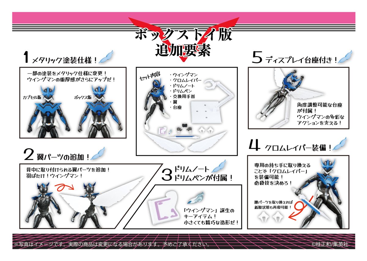 ウイングマン【美品】フィギュア！４体セット！箱と説明書付き！限定版！メタリック！ 🪽新商品のお知らせ🪽 ボックストイ「可動フィギュアシリーズ