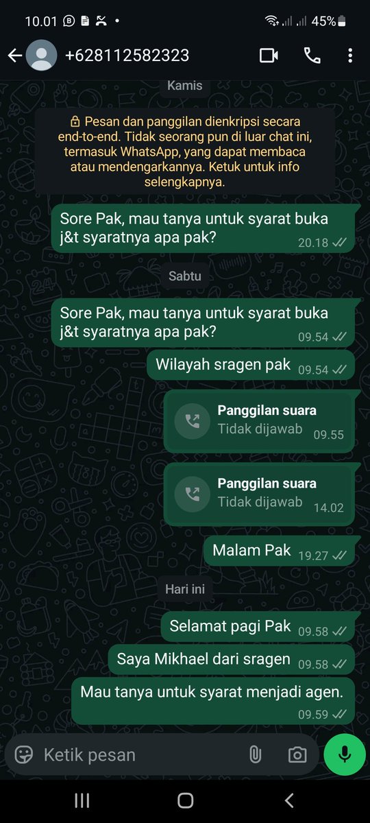 Natalinooo's tweet photo. @jntexpressid Tidak ada tanggapan lebih dari 1 minggu dengan 2 nomor berbeda. Mintol diperbaiki tim²nya atau sistem pendaftaran agen/mitra. Kemajuan jaman udah cepet masak timnya selowww. https://t.co/iFsdM1LC2y