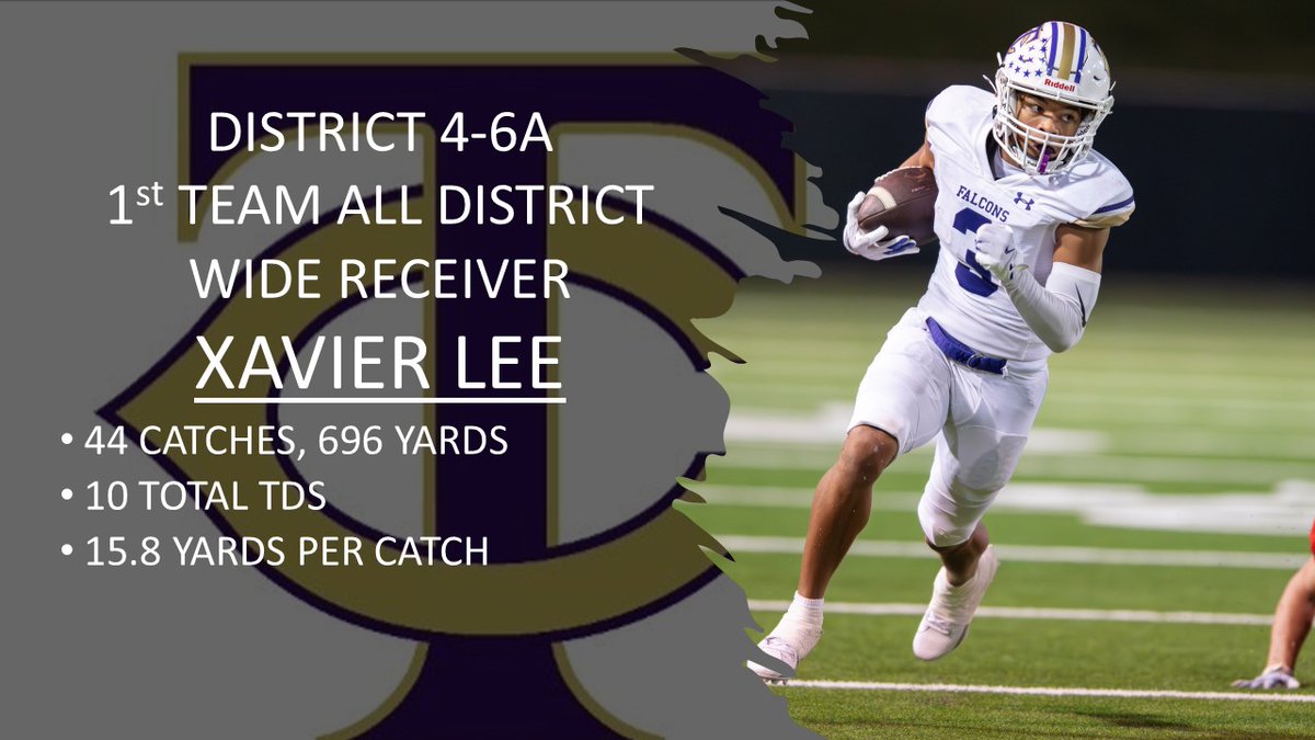 TCHS Falcon Football (@tchsfootball) on Twitter photo 2024 District 4-6A
1st Team Wide Receiver
Xavier Lee (<a href="/Xavier_lee17/">Xavier lee</a>)
#FalconPride #LetsEAT 2024 District 4-6A
1st Team Wide Receiver
Xavier Lee (<a href="/Xavier_lee17/">Xavier lee</a>)
#FalconPride #LetsEAT
