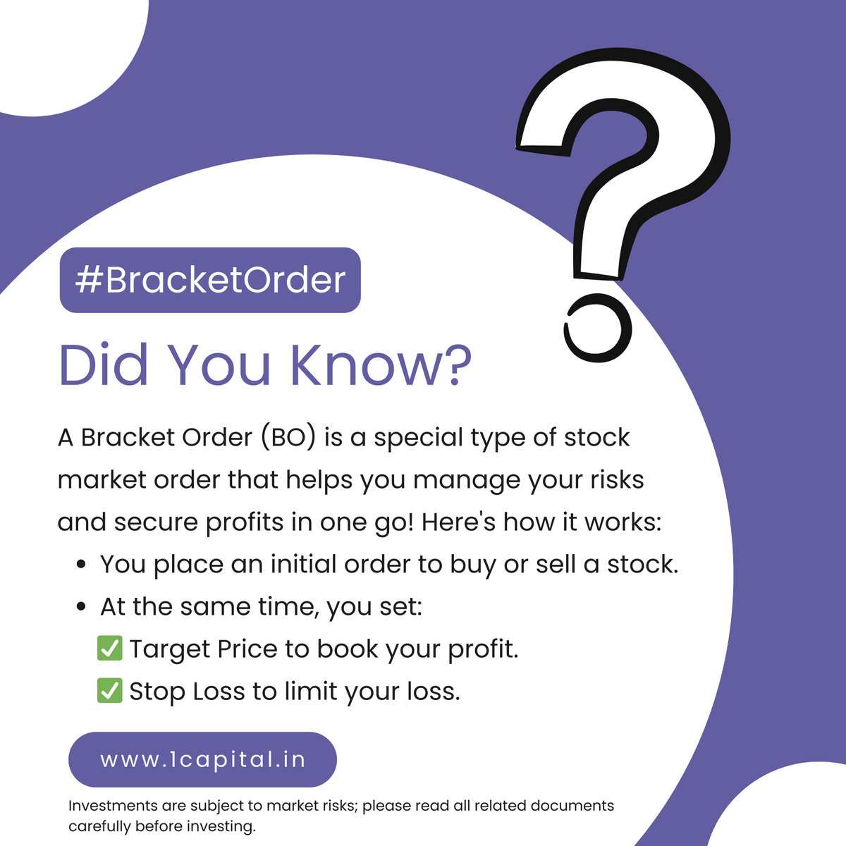 1capital280161's tweet photo. Stay ahead in trading with smart tools like Bracket Orders!
Secure your profits and limit risks all in one go.
#DidYouKnow #BracketOrder #StockMarketTips #SmartTrading #RiskManagement #TradingStrategy #ProfitAndLoss #InvestSmart #WealthBuilding #FinancialFreedom #StockMarket https://t.co/I5yrRSlKPQ