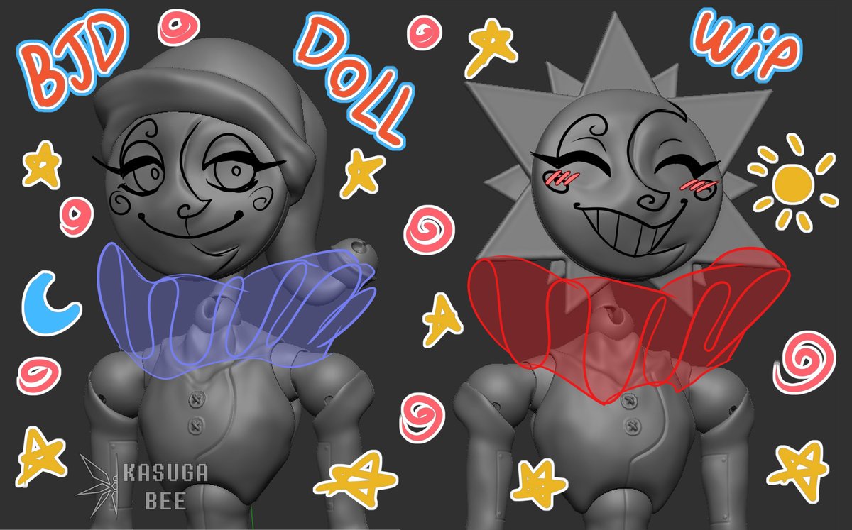 I've been a bit absent because I have a small project
#fnaf #bjd #daycareattendant #fnafsecuritybreach #moondrop #sundrop
