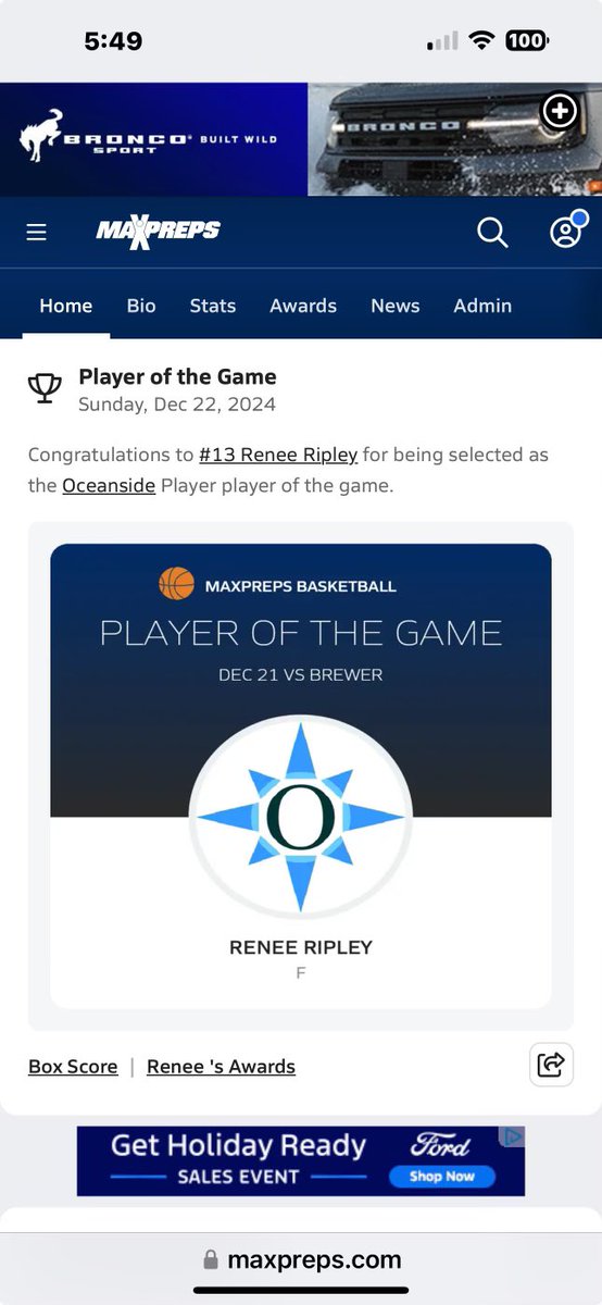 Another impressive game for Bay State Jag 🐆 <a href="/reneeripley13/">Renee Ripley</a> 
22 points &amp; 11 Rebounds‼️