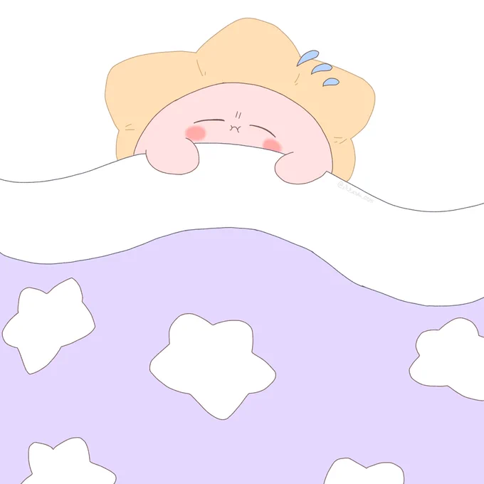 ふとんからぜったいはなれないぽよ! #カービィイラスト #カービィ