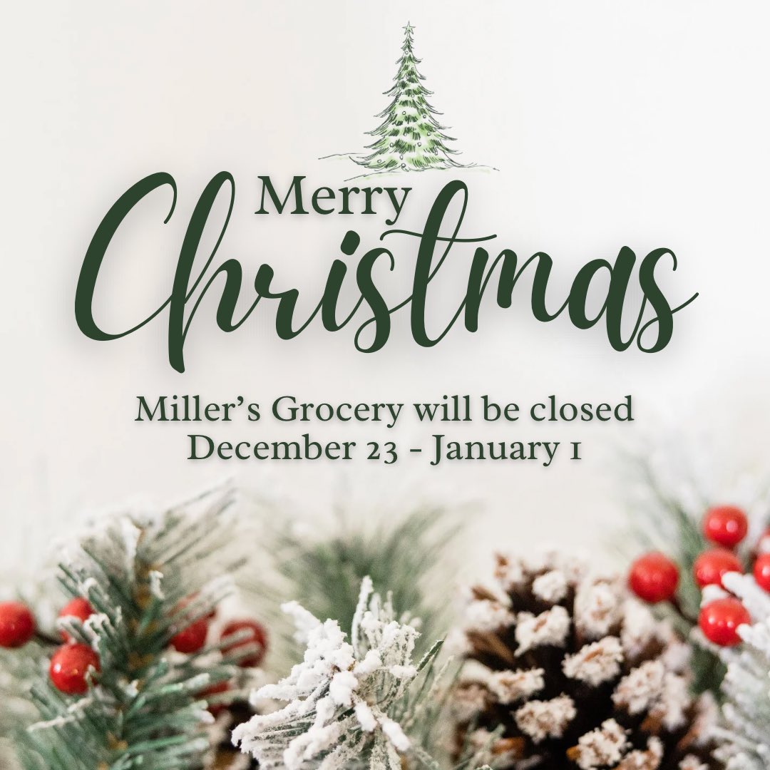 Just a reminder that we will be closed tomorrow through January 1st. We’ll see you back on January 2nd for regular hours!