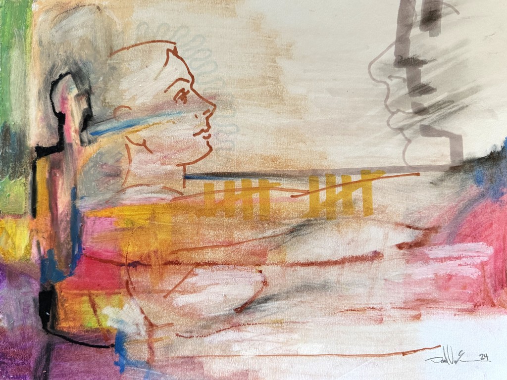 I found some oil pastels and had fun smearing them around in this #drawing. #fineart #art #figurativeart