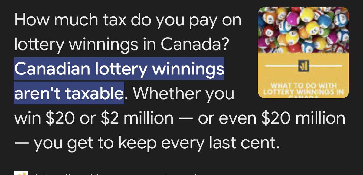 NellyNells_'s tweet photo. @alifarhat79 As bad as Canada has gotten, there is no capitol gains taxes on lottery winning in Canada! No tax at all . https://t.co/68l4Y6tTmn