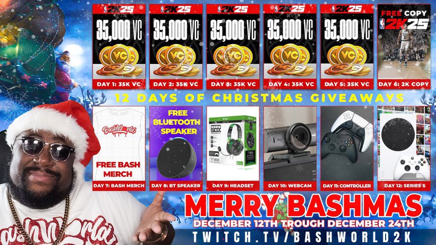 Bashworld2K's tweet photo. Congrats to the winner  of day 10 Bashmas giveaway well deserved @buckitwhynot about to dm you now you got your self a brand new webcam 

#Giveaway #bashmas #bashworld https://t.co/cxaQJsuiBt