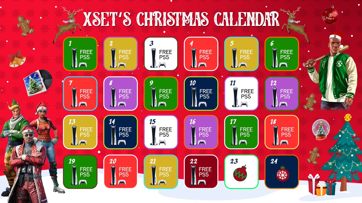 25 DAYS OF ❌-MAS

Everyday this month we'll be giving away an INSANE gift to a lucky member of the XSET Community 🎁

All you have to do to enter
- Like this Post✅
- Retweet this Post✅
- Tag 3 Friends✅
- Join the XSET Community✅

Today we have ANOTHER PS5🤩

Day 22/25🎄