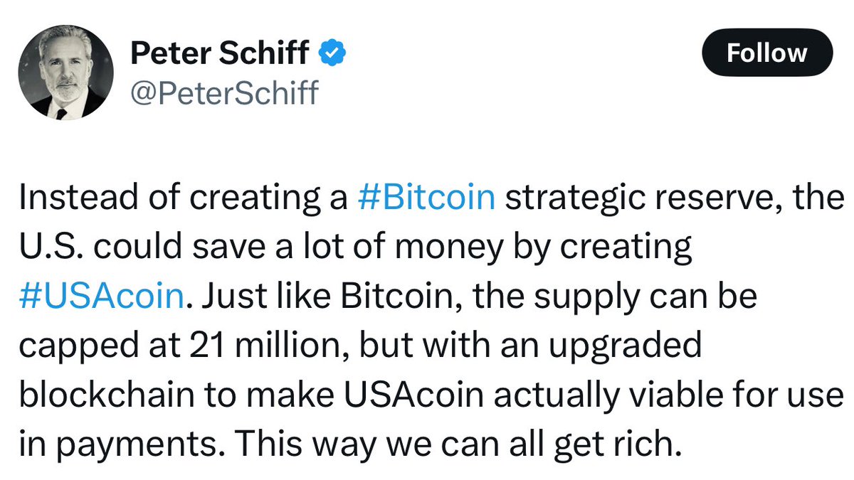 Trader ‘JNR’ (@traderjnr) on Twitter photo <a href="/elonmusk/">Elon Musk</a> 2025 has yours and <a href="/realDonaldTrump/">Donald J. Trump</a> name all over it
Thanks to <a href="/PeterSchiff/">Peter Schiff</a> for coming up with such a great idea and bringing it to the crypto platform
#USAcoin to replace #Bitcoin
What do you think? <a href="/elonmusk/">Elon Musk</a> 2025 has yours and <a href="/realDonaldTrump/">Donald J. Trump</a> name all over it
Thanks to <a href="/PeterSchiff/">Peter Schiff</a> for coming up with such a great idea and bringing it to the crypto platform
#USAcoin to replace #Bitcoin
What do you think?